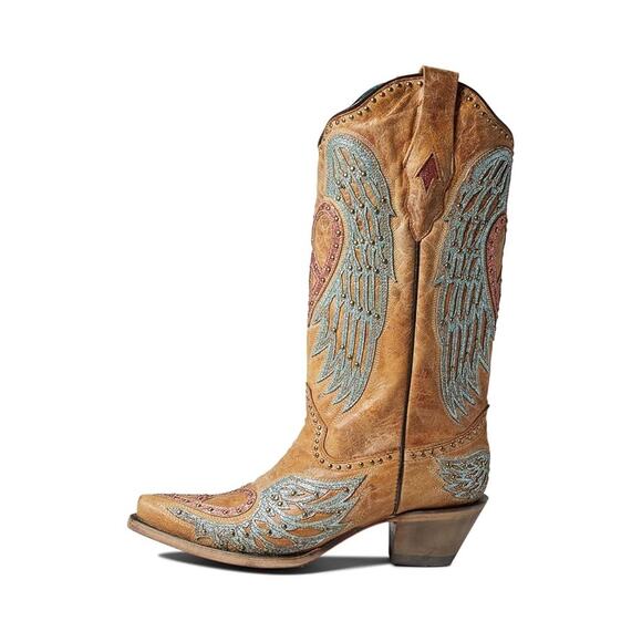 Corral Womens A4235 Western Mid Calf High Boots US 9 M Sand Brown Cowhide GUC - Picture 2 of 14